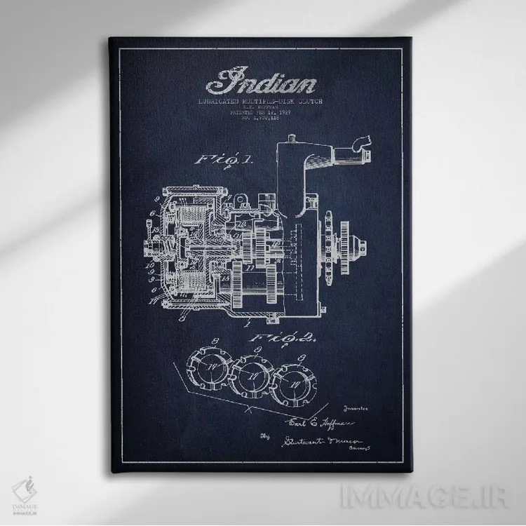 تابلو نقشه ثبت اختراع کلاچ اینباور (آبی نفتی) (موتورسیکلت) اثر پیکسل کهنه (استودیو/نام هنری) - نمای روبهرو روی دیوار