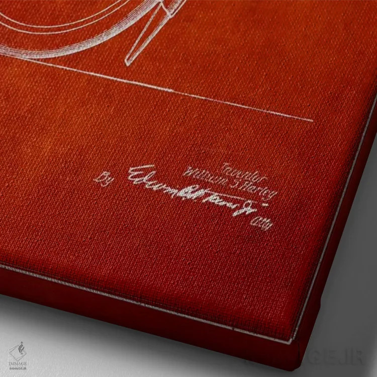 تابلو نقشهٔ درخواست ثبت پتنت کمک فنر موتورسیکلت هارلی-دیویدسون (قرمز) اثر پیکسل کهنه (استودیو/نام هنری) - نمای نزدیک بافت بوم