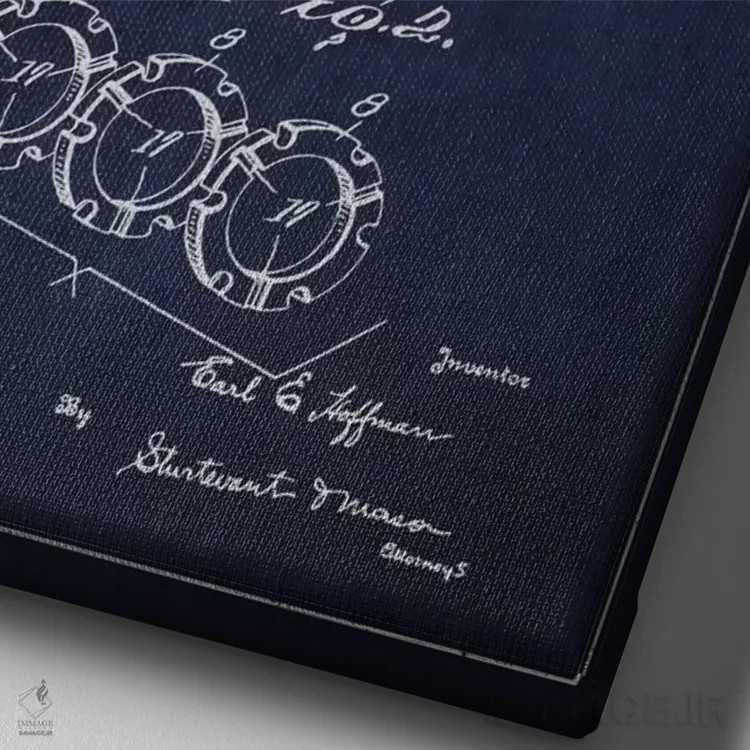 تابلو نقشه ثبت اختراع کلاچ اینباور (آبی نفتی) (موتورسیکلت) اثر پیکسل کهنه (استودیو/نام هنری) - نمای نزدیک بافت بوم