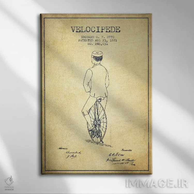 تابلو نقشه ثبت اختراع دوچرخهسواری اتو (کلاسیک) اثر پیکسل کهنه (استودیو/نام هنری) - نمای روبهرو روی دیوار
