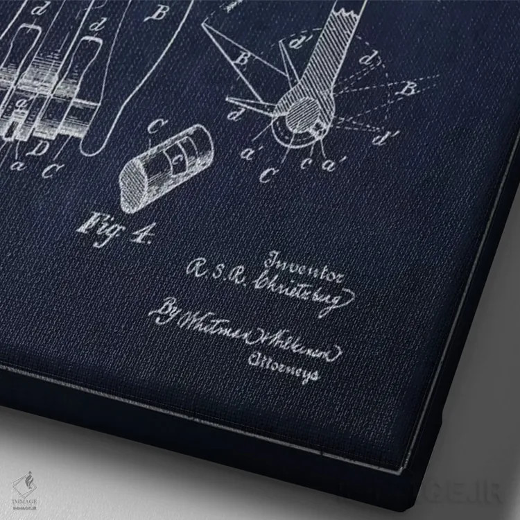 تابلو نقشهٔ ثبت اختراع لنگر (سرمهای) اثر پیکسل کهنه (استودیو/نام هنری) - نمای نزدیک بافت بوم