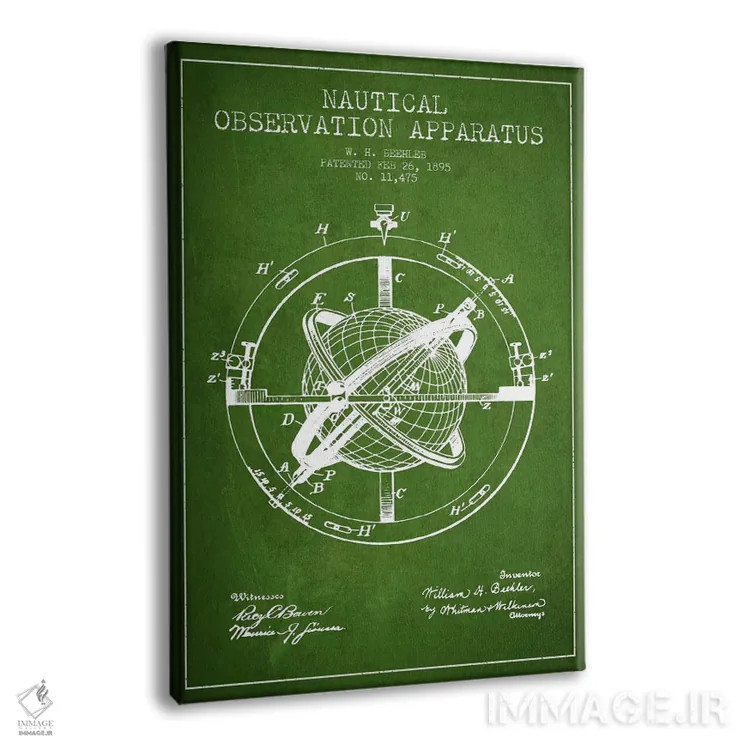 تابلو نقشهٔ ثبت اختراع ابزار مشاهده دریایی (سبز) اثر پیکسل کهنه (استودیو/نام هنری) - نمای پرسپکتیو محصول