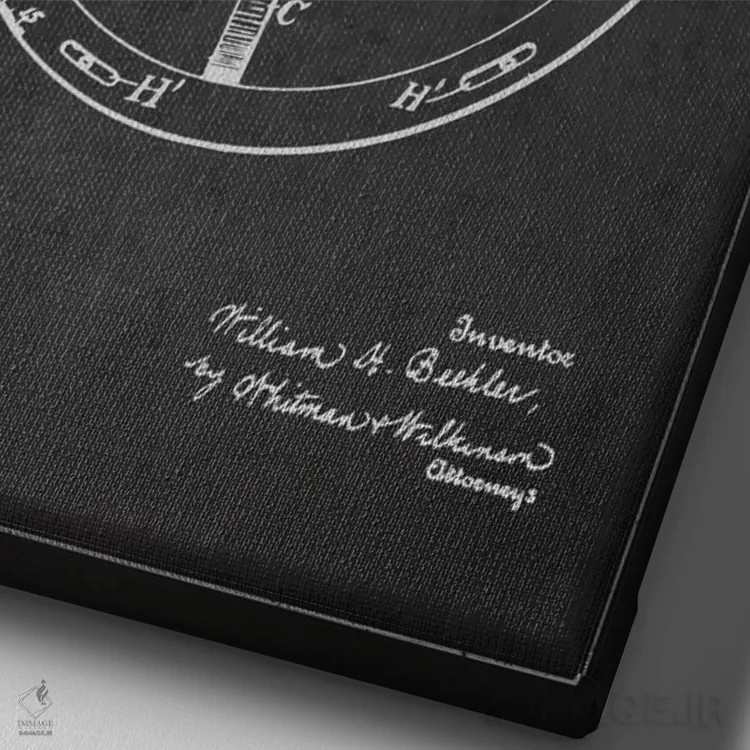 تابلو نقشهٔ ثبت اختراع ابزار مشاهده دریایی (زغالی) اثر پیکسل کهنه (استودیو/نام هنری) - نمای نزدیک بافت بوم