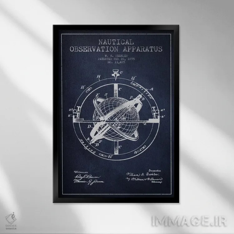 تابلو نقشهٔ ثبت اختراع ابزار مشاهده دریایی (سرمهای) اثر پیکسل کهنه (استودیو/نام هنری) - نمای قابدار مشکی