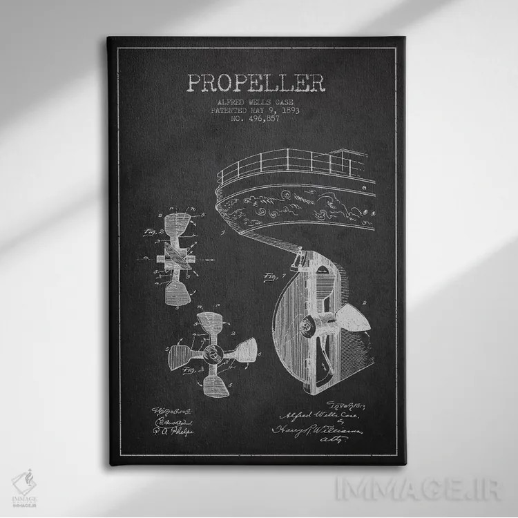 تابلو نقشهٔ ثبت اختراع ملخ (زغالی) اثر پیکسل کهنه (استودیو/نام هنری) - نمای روبهرو روی دیوار