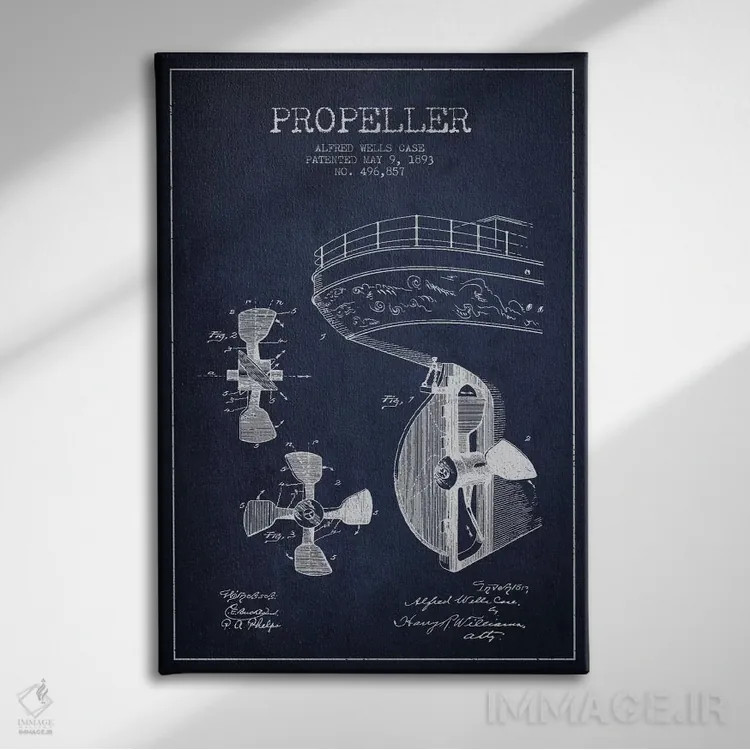 تابلو نقشهٔ ثبت اختراع ملخ (سرمهای) اثر پیکسل کهنه (استودیو/نام هنری) - نمای روبهرو روی دیوار