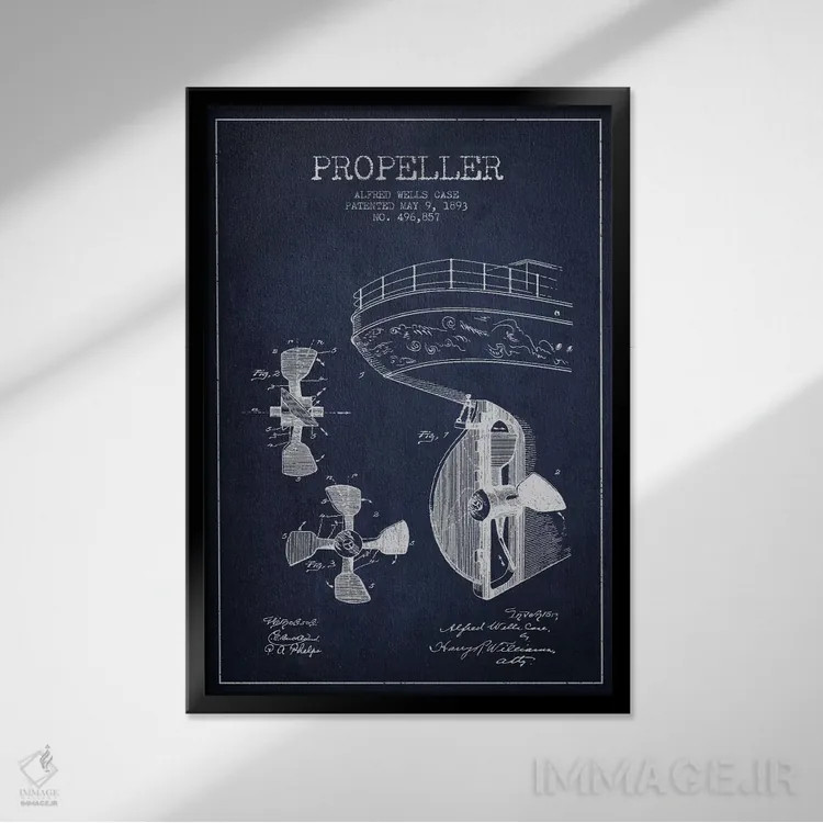 تابلو نقشهٔ ثبت اختراع ملخ (سرمهای) اثر پیکسل کهنه (استودیو/نام هنری) - نمای قابدار مشکی