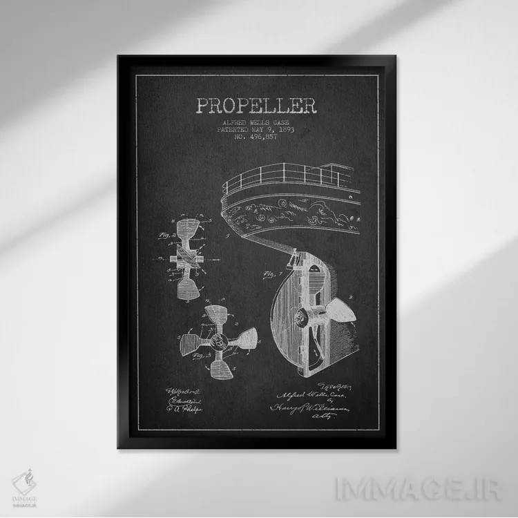 تابلو نقشهٔ ثبت اختراع ملخ (زغالی) اثر پیکسل کهنه (استودیو/نام هنری) - نمای قابدار مشکی