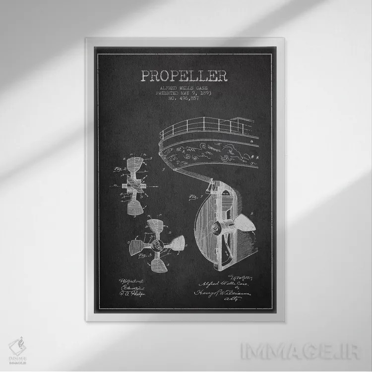 تابلو نقشهٔ ثبت اختراع ملخ (زغالی) اثر پیکسل کهنه (استودیو/نام هنری) - نمای قابدار سفید