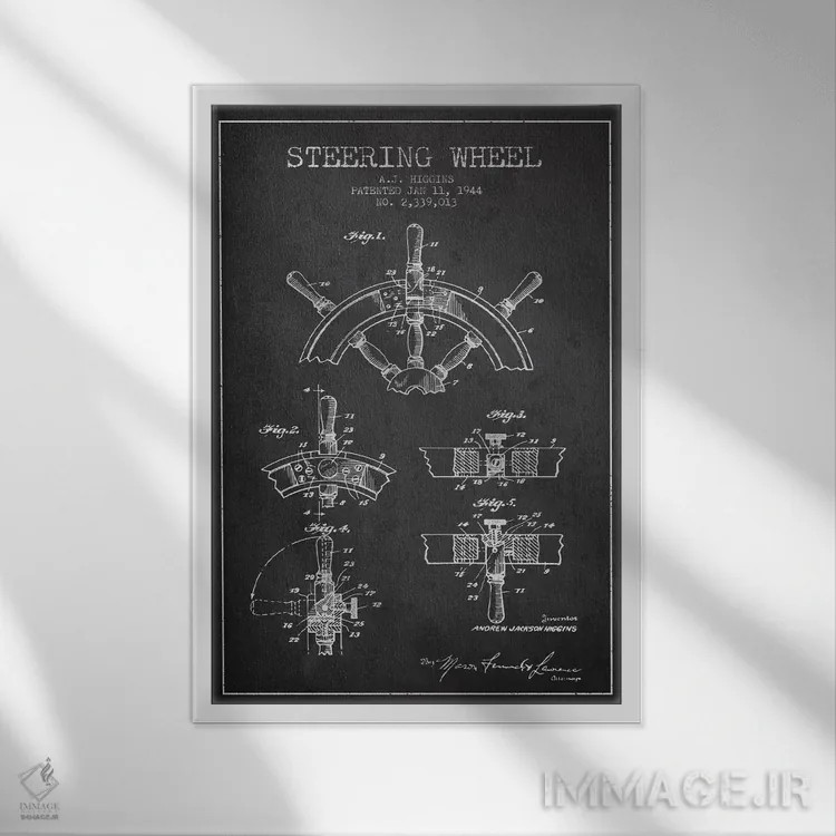 تابلو نقشهٔ ثبت اختراع فرمان (زغالی) اثر پیکسل کهنه (استودیو/نام هنری) - نمای قابدار سفید