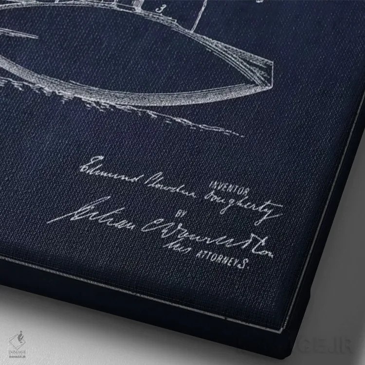 تابلو نقشهٔ ثبت اختراع زیردریایی (سرمهای) اثر پیکسل کهنه (استودیو/نام هنری) - نمای نزدیک بافت بوم