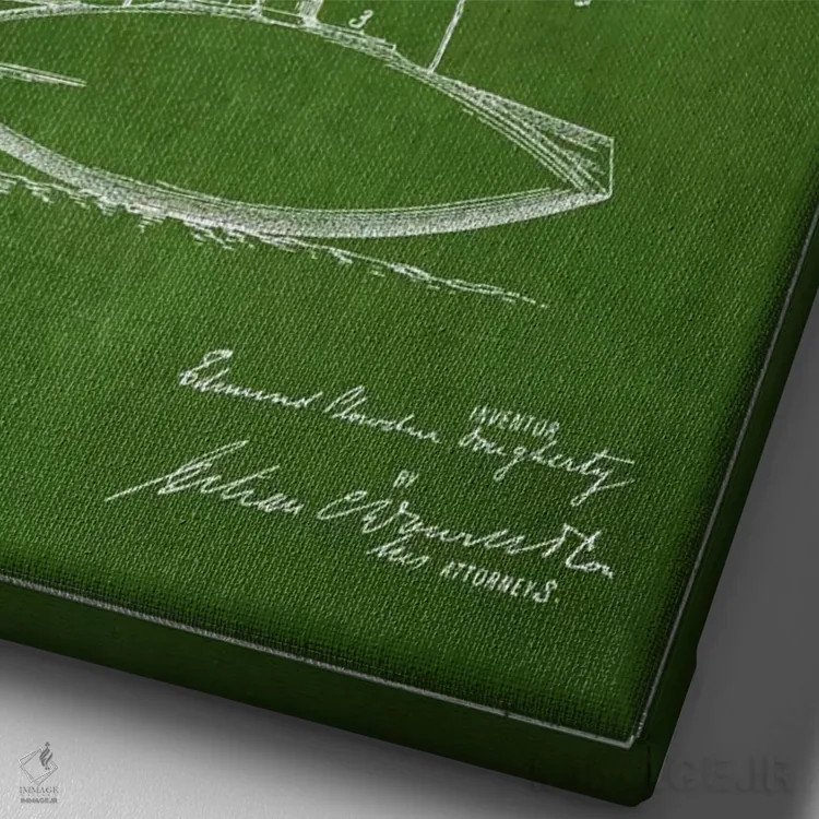 تابلو نقشهٔ ثبت اختراع زیردریایی (سبز) اثر پیکسل کهنه (استودیو/نام هنری) - نمای نزدیک بافت بوم