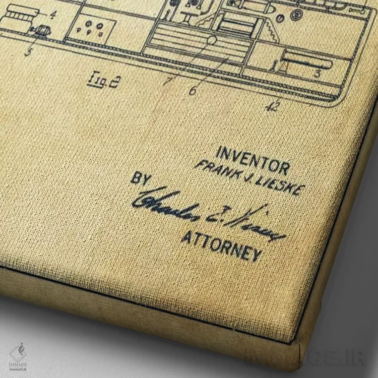 تابلو نقشهٔ ثبت اختراع زیردریایی (وینتیج/قدیمی) اثر پیکسل کهنه (استودیو/نام هنری) - نمای نزدیک بافت بوم