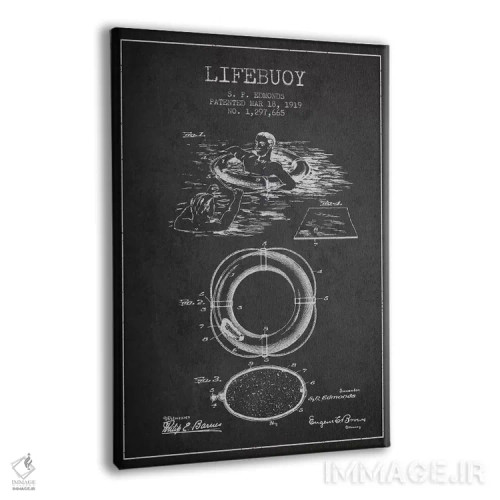 تابلو نقشهٔ ثبت اختراع حلقه نجات (زغالی) اثر پیکسل کهنه (استودیو/نام هنری) - نمای پرسپکتیو محصول