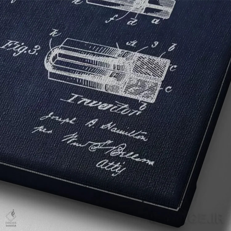 تابلو نقشهٔ ثبت اختراع جلیقه نجات (سرمهای) اثر پیکسل کهنه (استودیو/نام هنری) - نمای نزدیک بافت بوم