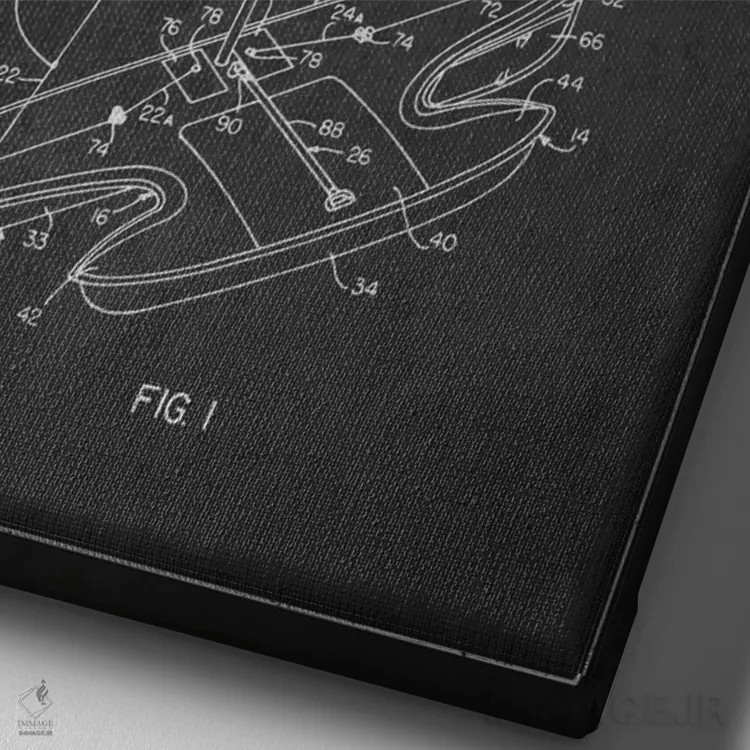 تابلو نقشهٔ ثبت اختراع قایق بادبانی اسپرت ۱ (زغالی) اثر پیکسل کهنه (استودیو/نام هنری) - نمای نزدیک بافت بوم