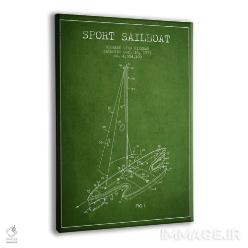 تابلو نقشهٔ ثبت اختراع قایق بادبانی اسپرت ۱ (سبز) اثر پیکسل کهنه (استودیو/نام هنری) - نمای پرسپکتیو محصول