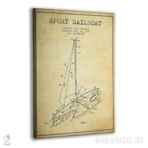 تابلو نقشهٔ ثبت اختراع قایق بادبانی اسپرت ۱ (وینتیج/قدیمی) اثر پیکسل کهنه (استودیو/نام هنری) - نمای پرسپکتیو محصول