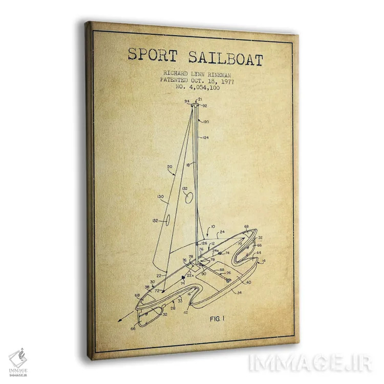 تابلو نقشهٔ ثبت اختراع قایق بادبانی اسپرت ۱ (وینتیج/قدیمی) اثر پیکسل کهنه (استودیو/نام هنری) - نمای پرسپکتیو محصول