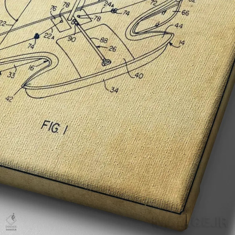 تابلو نقشهٔ ثبت اختراع قایق بادبانی اسپرت ۱ (وینتیج/قدیمی) اثر پیکسل کهنه (استودیو/نام هنری) - نمای نزدیک بافت بوم