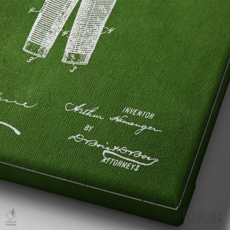 تابلو نقشهٔ ثبت اختراع لباس غواصی (سبز) اثر پیکسل کهنه (استودیو/نام هنری) - نمای نزدیک بافت بوم