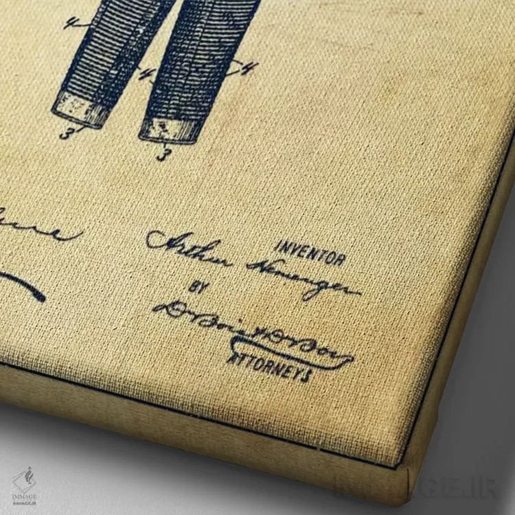 تابلو نقشهٔ ثبت اختراع لباس غواصی (وینتیج/قدیمی) اثر پیکسل کهنه (استودیو/نام هنری) - نمای نزدیک بافت بوم