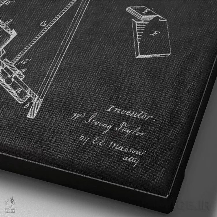 تابلو نقشهٔ ثبت اختراع دوربین (زغالی) اثر پیکسل کهنه (استودیو/نام هنری) - نمای نزدیک بافت بوم