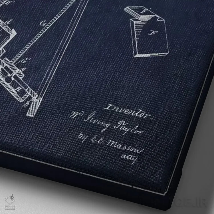 تابلو نقشهٔ ثبت اختراع دوربین (سرمهای) اثر پیکسل کهنه (استودیو/نام هنری) - نمای نزدیک بافت بوم