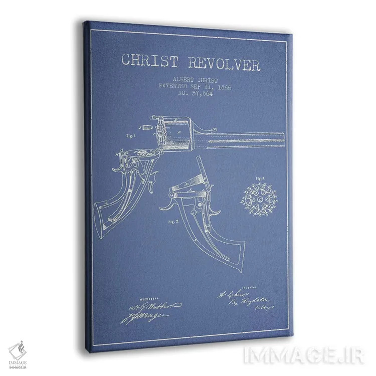 تابلو طرح ثبت اختراع هفتتیر آلبرت کریست (آبی روشن) اثر پیکسل کهنه (استودیو/نام هنری) - نمای پرسپکتیو محصول