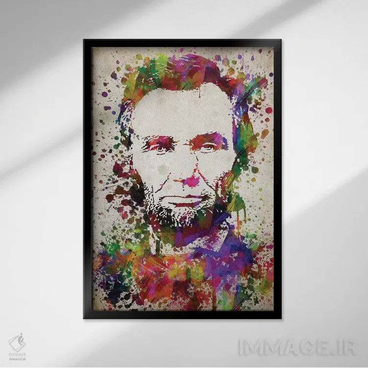 تابلو آبراهام لینکلن اثر پیکسل کهنه (استودیو/نام هنری) - نمای قابدار مشکی