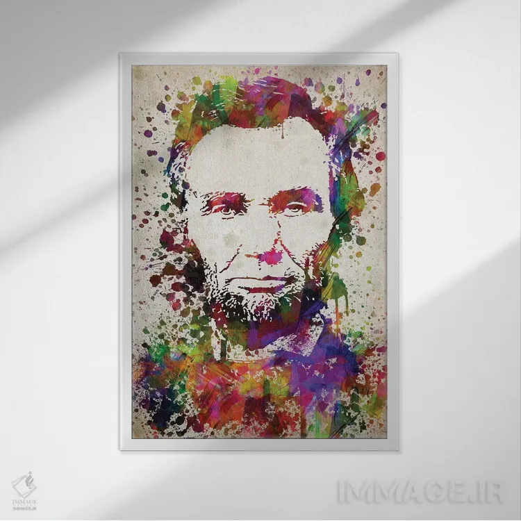 تابلو آبراهام لینکلن اثر پیکسل کهنه (استودیو/نام هنری) - نمای قابدار سفید