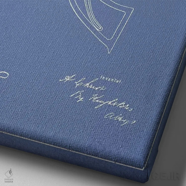 تابلو طرح ثبت اختراع هفتتیر آلبرت کریست (آبی روشن) اثر پیکسل کهنه (استودیو/نام هنری) - نمای نزدیک بافت بوم