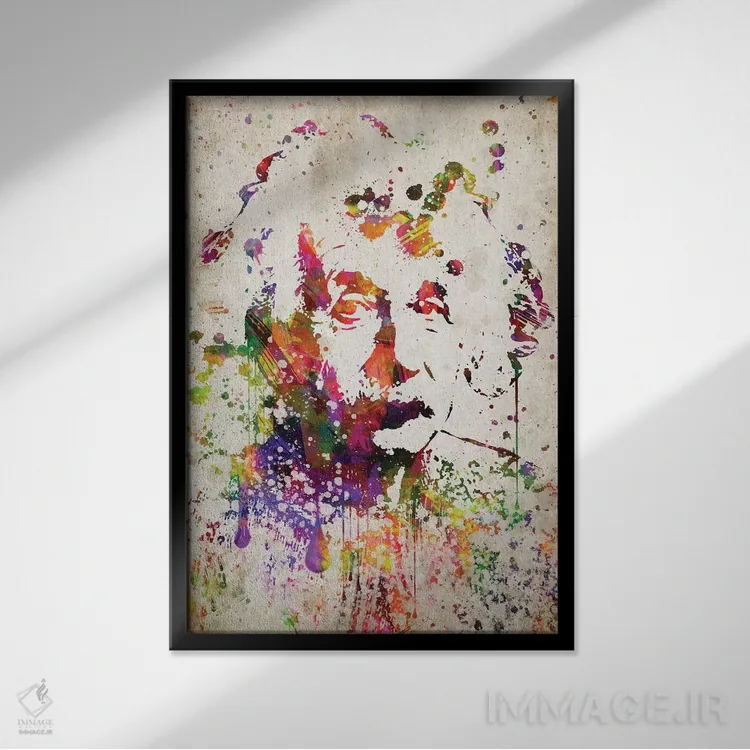 تابلو آلبرت اینشتین اثر پیکسل کهنه (استودیو/نام هنری) - نمای قابدار مشکی