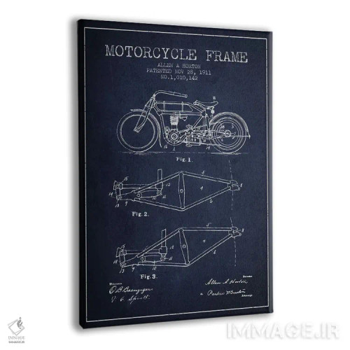 تابلو طرح ثبت اختراع شاسی موتورسیکلت آلن ای. هورتون (سرمهای) اثر پیکسل کهنه (استودیو/نام هنری) - نمای پرسپکتیو محصول