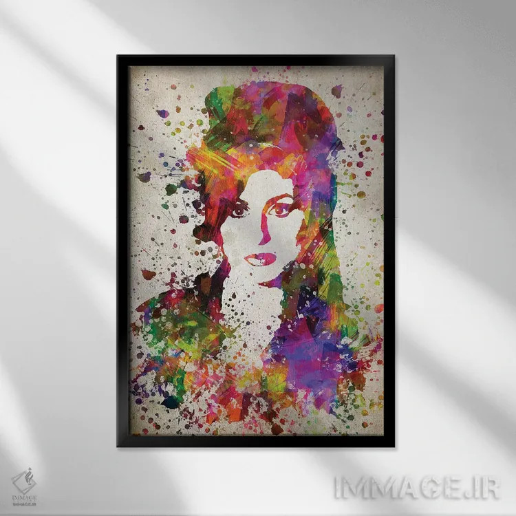 تابلو ایمی واینهاوس (خواننده) اثر پیکسل کهنه (استودیو/نام هنری) - نمای قابدار مشکی