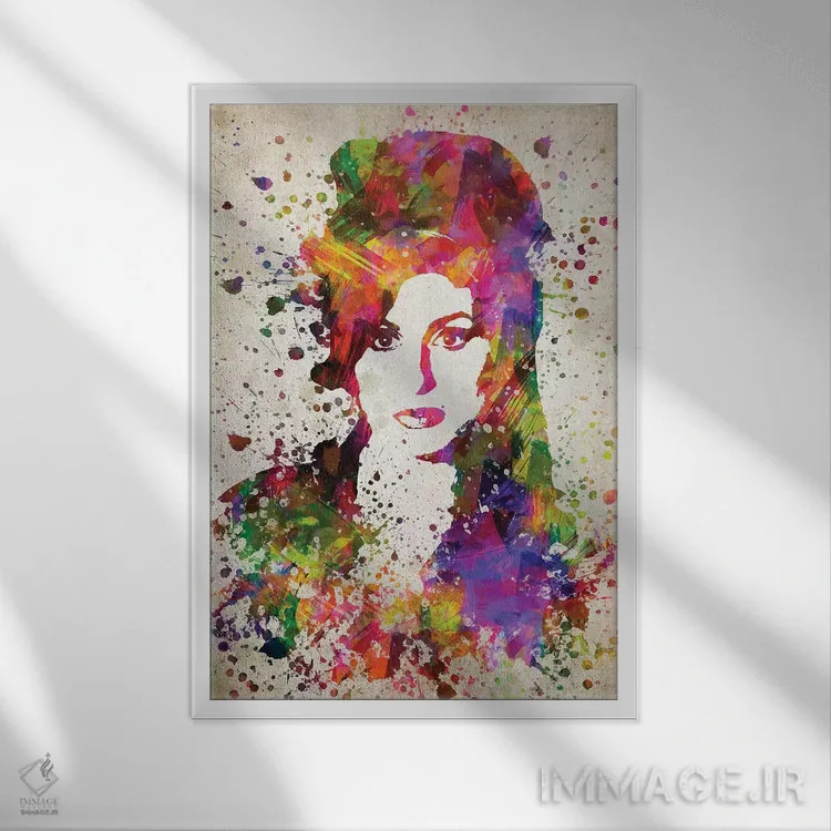 تابلو ایمی واینهاوس (خواننده) اثر پیکسل کهنه (استودیو/نام هنری) - نمای قابدار سفید