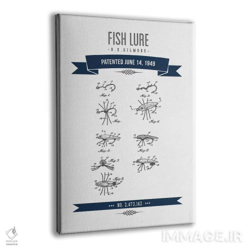 تابلو طرح ثبت اختراع طعمه ماهیگیری بی. ای. گیلمور (سرمهای) اثر پیکسل کهنه (استودیو/نام هنری) - نمای پرسپکتیو محصول