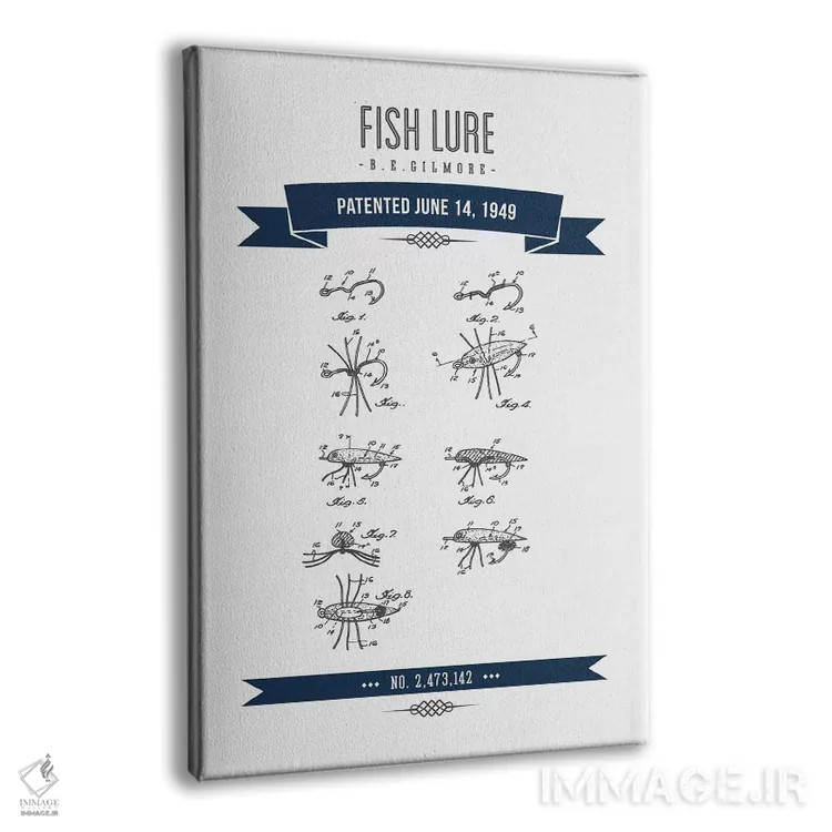 تابلو طرح ثبت اختراع طعمه ماهیگیری بی. ای. گیلمور (سرمهای) اثر پیکسل کهنه (استودیو/نام هنری) - نمای پرسپکتیو محصول