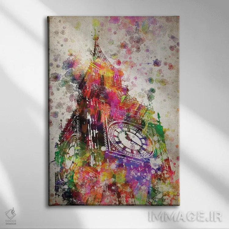 تابلو بیگ بن اثر پیکسل کهنه (استودیو/نام هنری) - نمای روبهرو روی دیوار