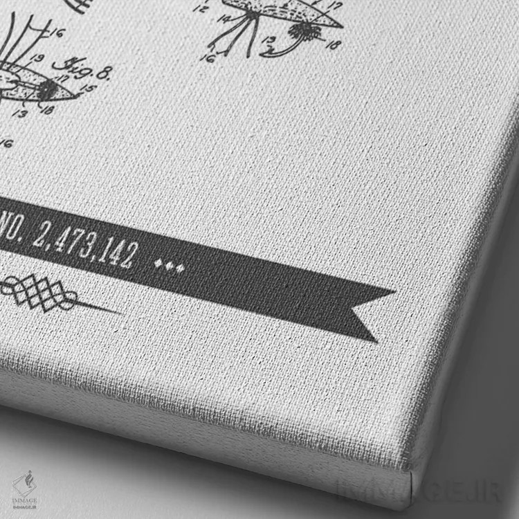 تابلو طرح قدیمی اختراع طعمه ماهیگیری بی.ای. گیلمور (زغالسنگی) اثر پیکسل کهنه (استودیو/نام هنری) - نمای نزدیک بافت بوم