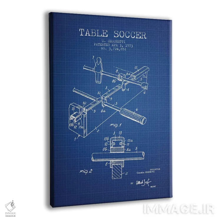 تابلو طرح اختراع فوتبال رومیزی سی. چکتی (شبکه آبی) اثر پیکسل کهنه (استودیو/نام هنری) - نمای پرسپکتیو محصول