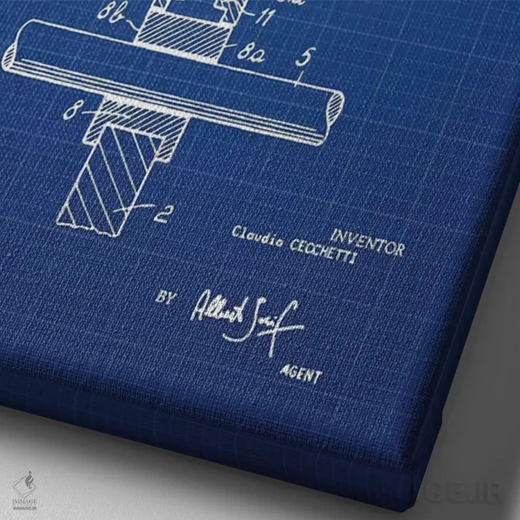 تابلو طرح اختراع فوتبال رومیزی سی. چکتی (شبکه آبی) اثر پیکسل کهنه (استودیو/نام هنری) - نمای نزدیک بافت بوم