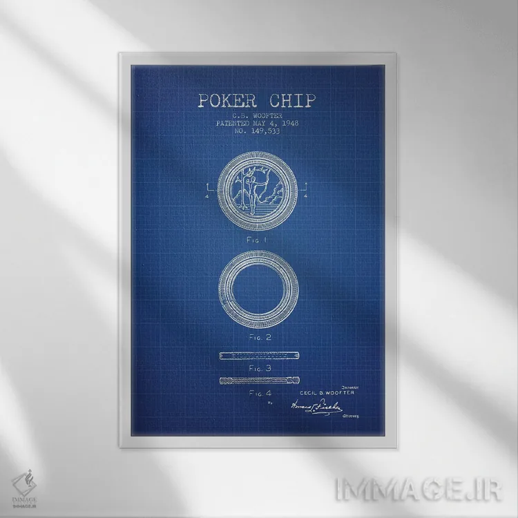 تابلو طرح اختراع چیپ پوکر سی.بی. ووفر (شبکه آبی) اثر پیکسل کهنه (استودیو/نام هنری) - نمای قابدار سفید