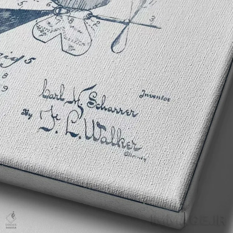 تابلو طرح اختراع لوازم ماهیگیری سی.اچ. شارر (جوهر) اثر پیکسل کهنه (استودیو/نام هنری) - نمای نزدیک بافت بوم
