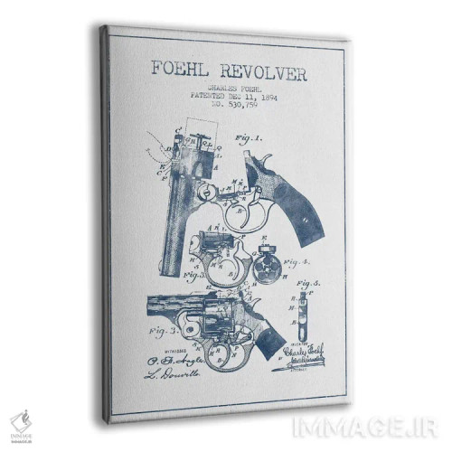تابلو طرح اختراع هفتتیر چارلز فوئل (جوهر) اثر پیکسل کهنه (استودیو/نام هنری) - نمای پرسپکتیو محصول