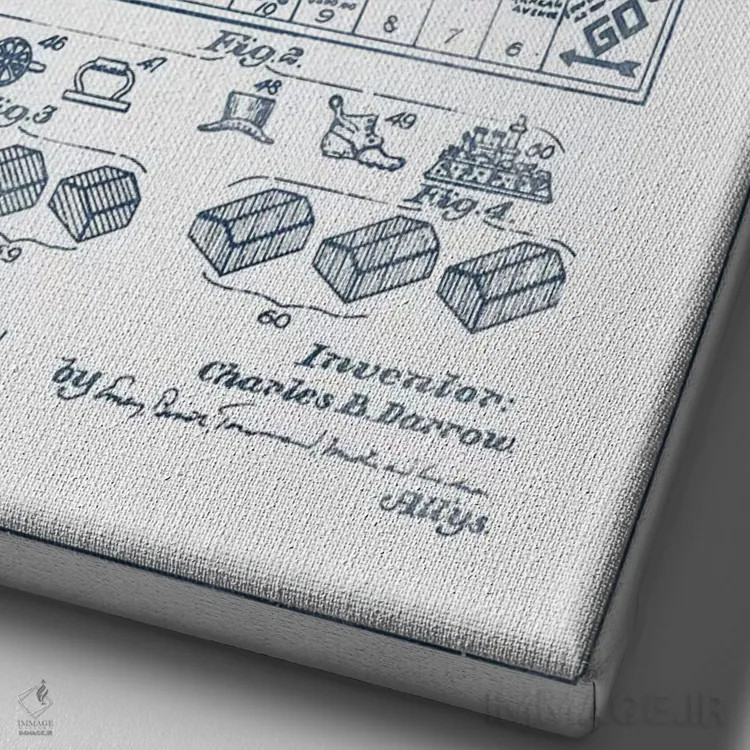 تابلو طرح اختراع بازی مونوپولی چارلز بی. دارو (جوهر) اثر پیکسل کهنه (استودیو/نام هنری) - نمای نزدیک بافت بوم