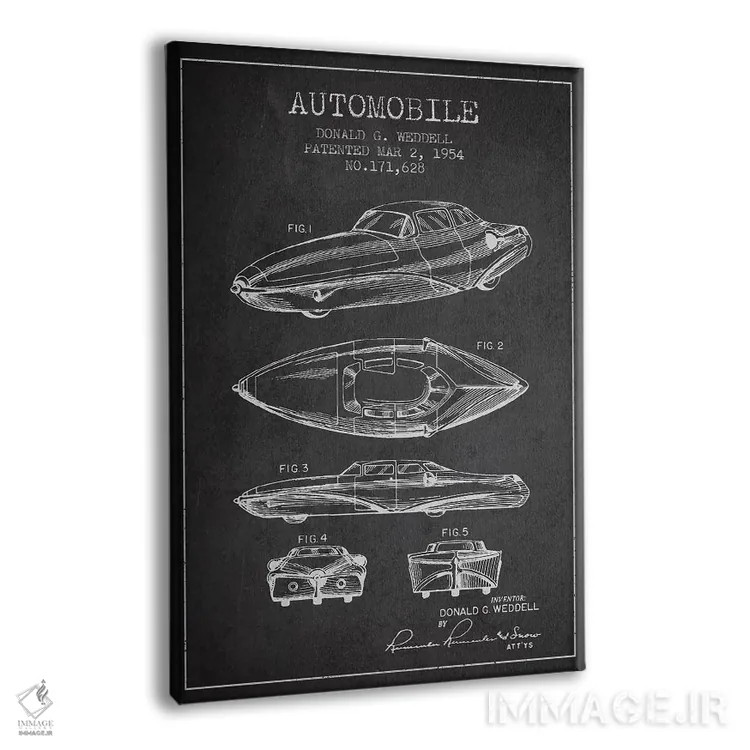 تابلو طرح پتنت خودرو دونالد جی. وددل (ذغالی) اثر پیکسل کهنه (استودیو/نام هنری) - نمای پرسپکتیو محصول
