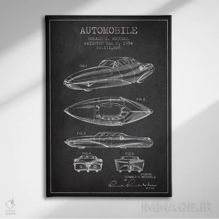 تابلو طرح پتنت خودرو دونالد جی. وددل (ذغالی) اثر پیکسل کهنه (استودیو/نام هنری) - نمای روبهرو روی دیوار