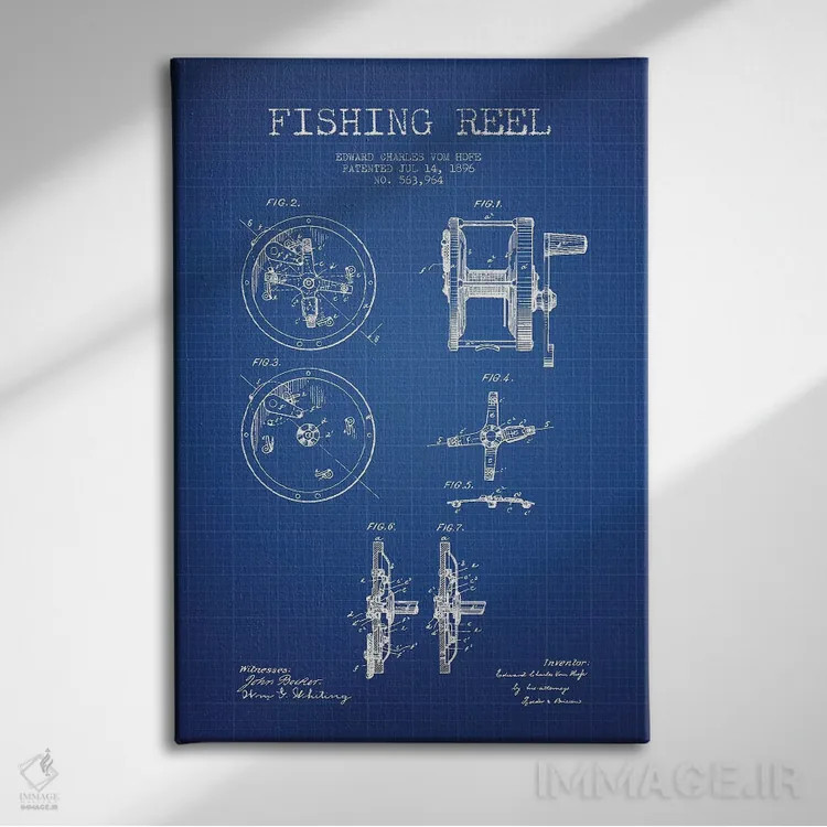 تابلو طرح پتنت چرخ ماهیگیری ای.سی. فوم هوفه (شبکه آبی) اثر پیکسل کهنه (استودیو/نام هنری) - نمای روبهرو روی دیوار