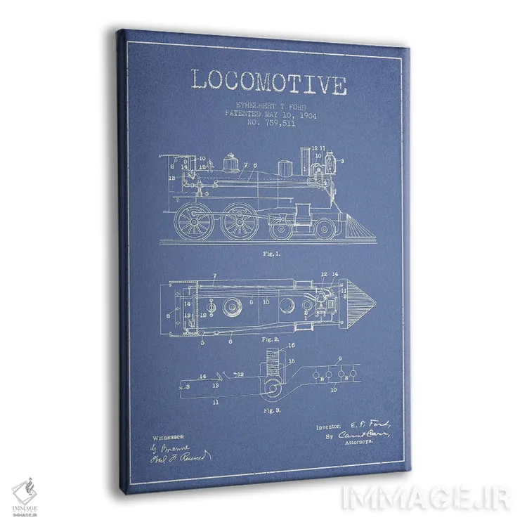 تابلو طرح الگو لوکوموتیو اتلبرت تی. فورد (آبی روشن) اثر پیکسل کهنه (استودیو/نام هنری) - نمای پرسپکتیو محصول